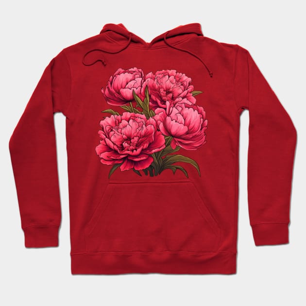 Peonies Hoodie by OscarVanHendrix